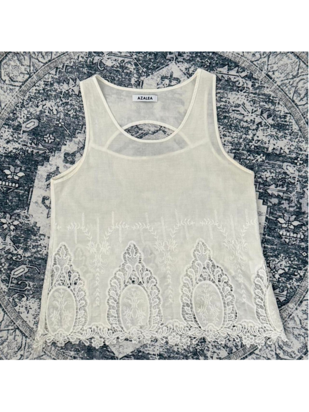 Azalea White Tank Top with Embroidery - Size M